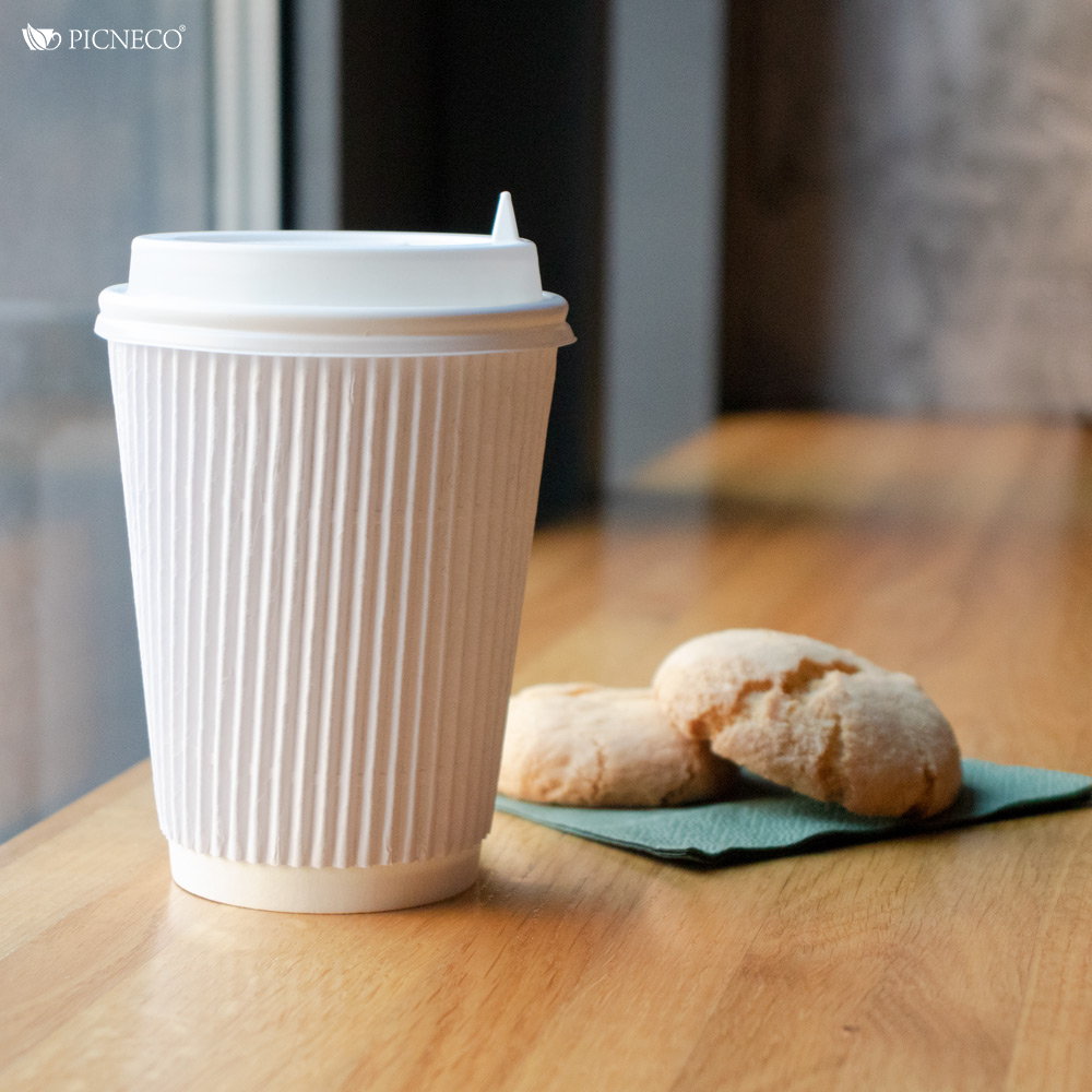 товар Бумажный гофрированный стакан, белый, 360 мл (макс. 420 мл) ST036B