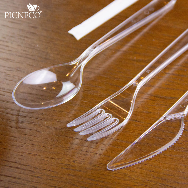 товар Набор прозрачных приборов в инд. упаковке (нож, вилка, ложка, салфетка, зубочистка) V1-1003
