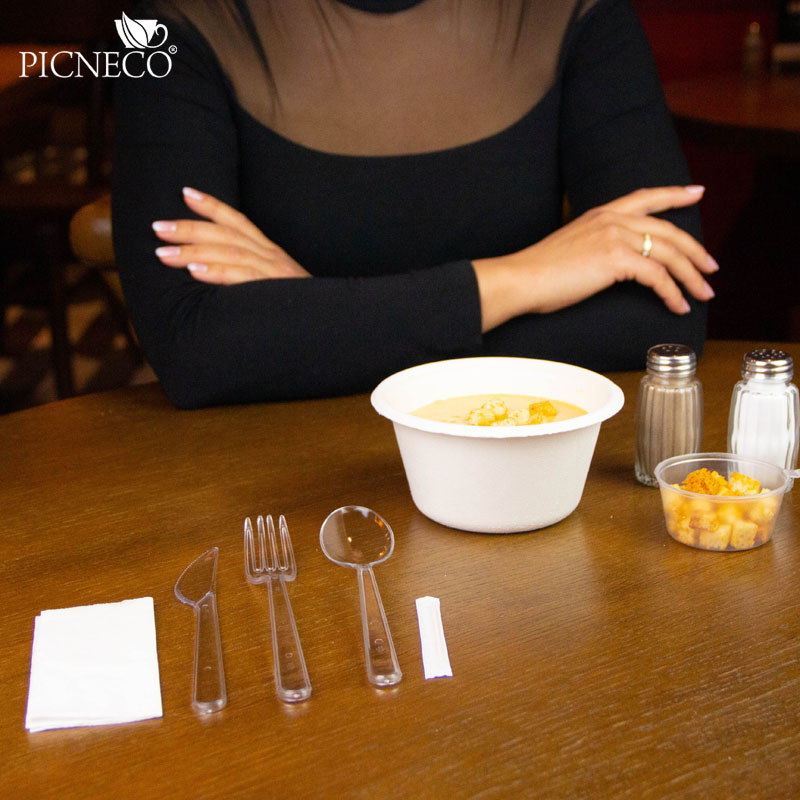 товар Набор прозрачных приборов в инд. упаковке (нож, вилка, ложка, салфетка, зубочистка) V1-1003