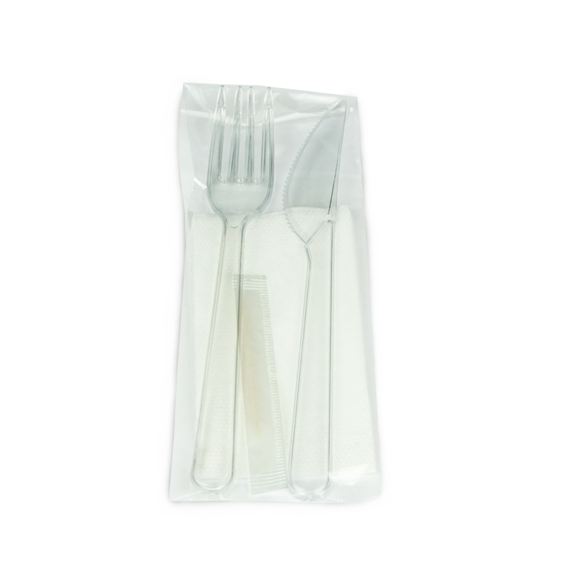 товар Набор прозрачных приборов в инд. упаковке (нож, вилка, салфетка, зубочистка) V1-1004