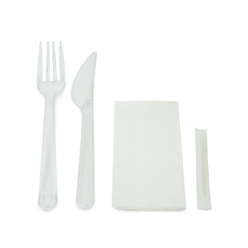 товар Набор прозрачных приборов в инд. упаковке (нож, вилка, салфетка, зубочистка) V1-1004