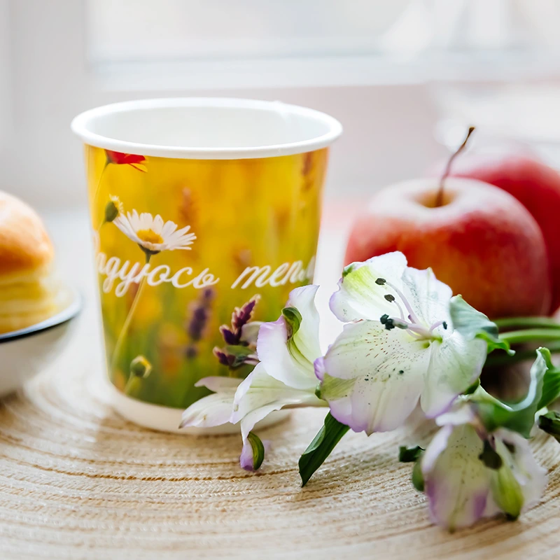 товар Бумажный стакан с рисунком "Радуюсь теплу" 250 мл, двухслойный STD225Rt