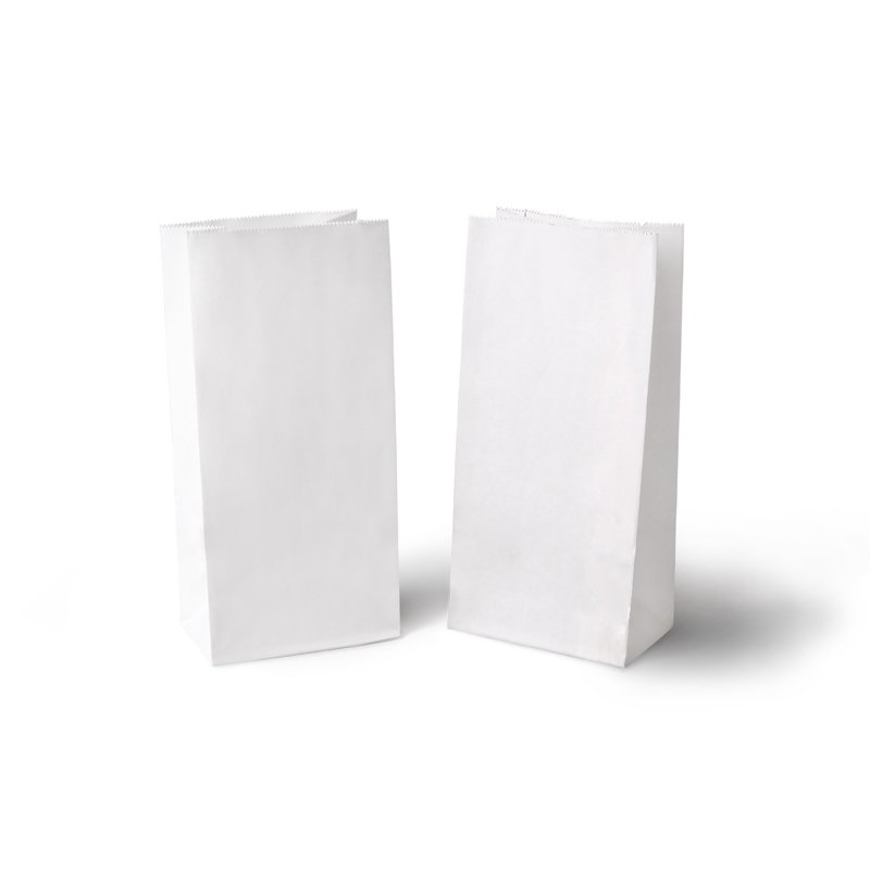 Бумажный крафт пакет с прямоугольным дном, белый, 80*50*170 мм
