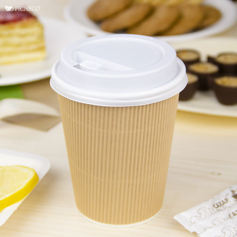 товар Бумажный гофрированный стакан, крафт, 350 мл (макс. 400 мл) STG135Kr