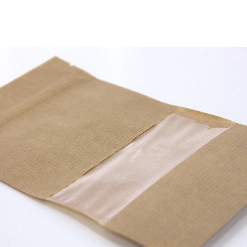 товар Дой-пак пакет, с окном 40мм,105*185 мм, полосатый крафт  ZIP1207