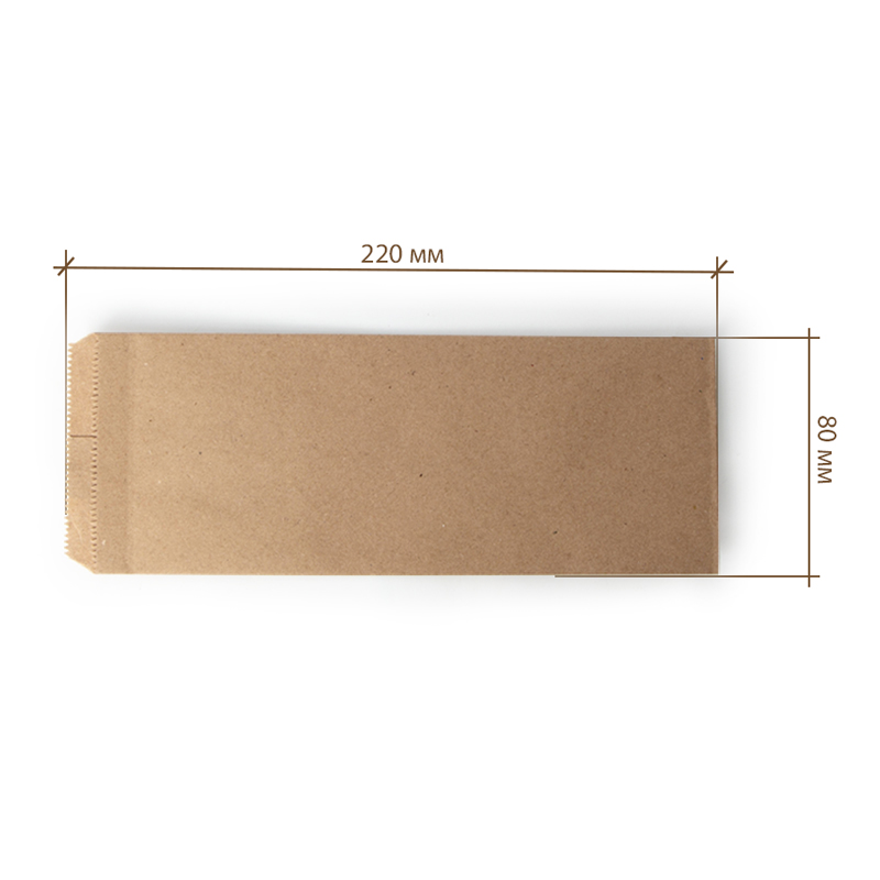 Бумажный конверт/плоский крафт пакет для приборов, 80*220 мм