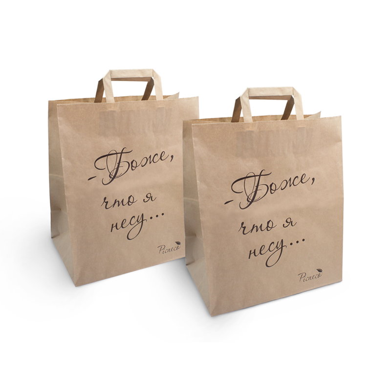 товар Бумажный крафт пакет с плоскими ручками "Боже, что я несу" 320*200*370 мм KPP037-OMG