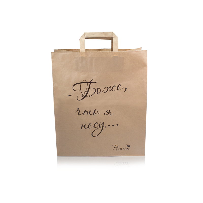 товар Бумажный крафт пакет с плоскими ручками "Боже, что я несу" 320*200*370 мм KPP037-OMG