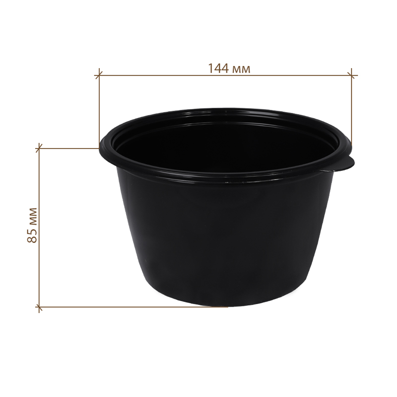 товар Контейнер круглый PP, черный, 144*85 мм, 750 мл, серия K-144 PK14475C