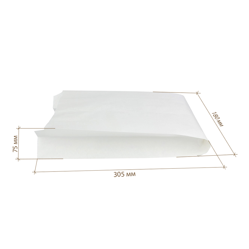 товар Бумажный пакет с плоским дном, 180*75*305 мм, белый V2-1017