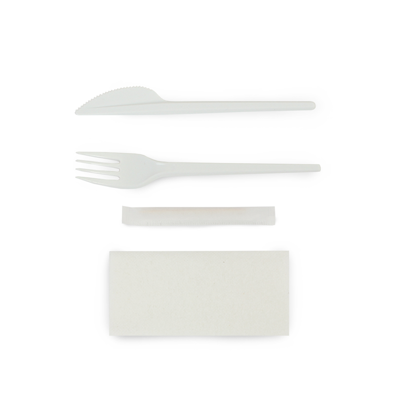товар Набор белых приборов в инд. упаковке (нож, вилка, салфетка, зубочистка) V1-1007