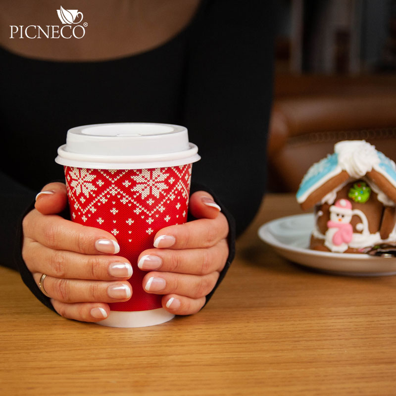 товар Бумажный новогодний стакан с рисунком "Свитер" 350 мл, двухслойный STD325Sw