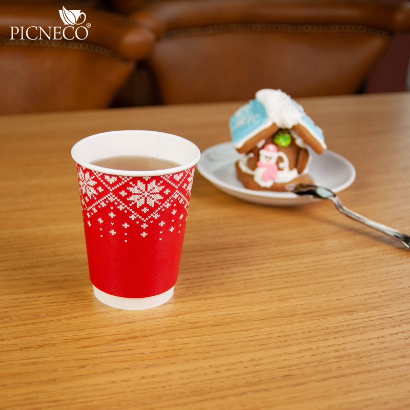 товар Бумажный новогодний стакан с рисунком "Свитер" 350 мл, двухслойный STD325Sw