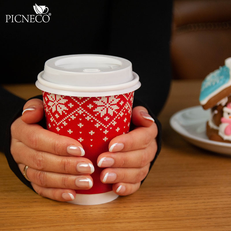 товар Бумажный новогодний стакан с рисунком "Свитер" 350 мл, двухслойный STD325Sw