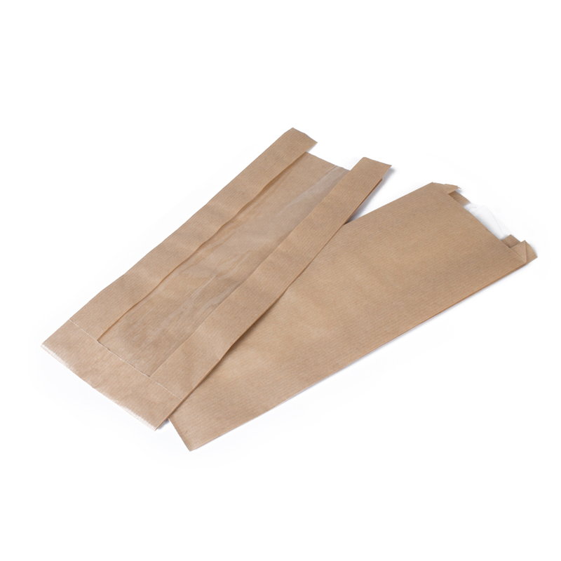 товар Бумажный крафт пакет с плоским дном и окном, 110 (окно-50)*330 мм KPO111