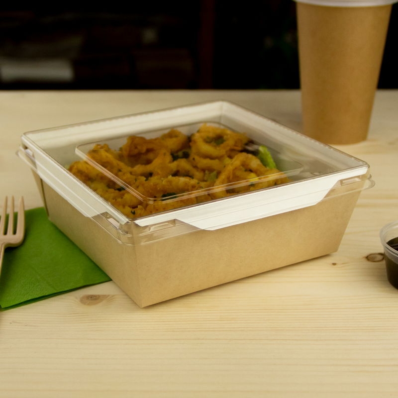 товар Контейнер бумажный с крышкой, 1200мл, 167*167*62 мм, крафт BK056