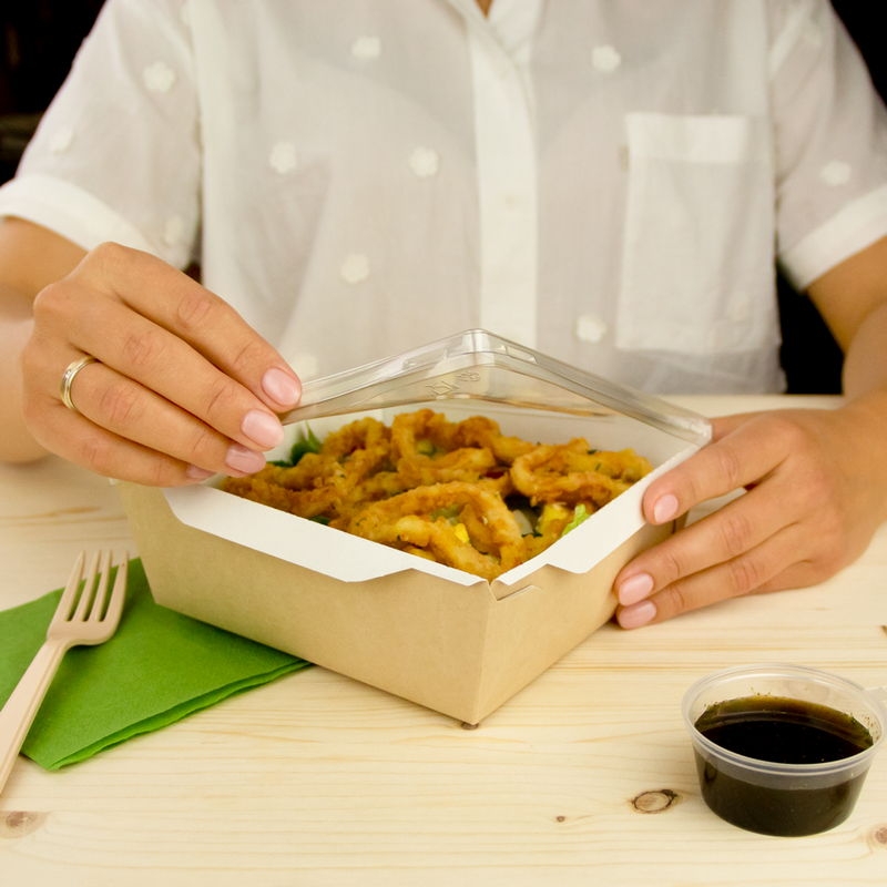 товар Контейнер бумажный с крышкой, 1200мл, 167*167*62 мм, крафт BK056