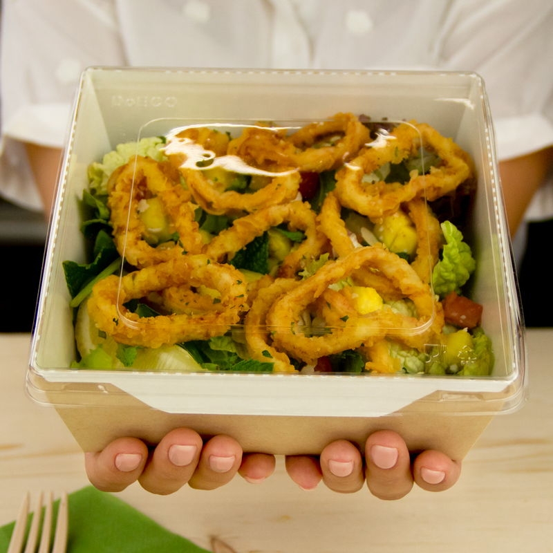 товар Контейнер бумажный с крышкой, 1200мл, 167*167*62 мм, крафт BK056