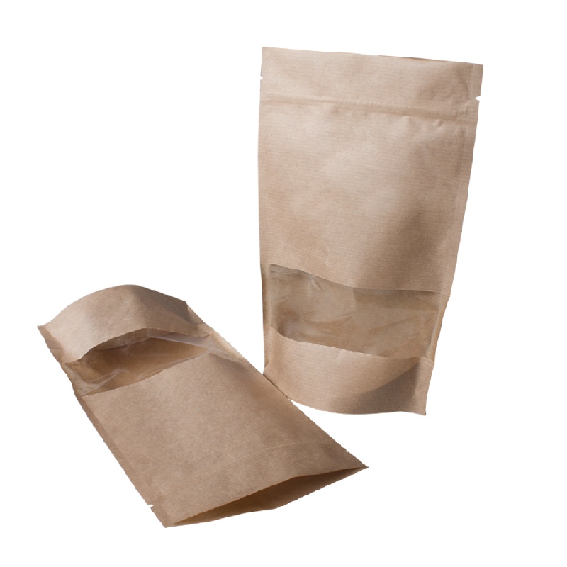 товар Дой-пак пакет, с окном 40мм, 200*300 мм, полосатый крафт ZIP1228