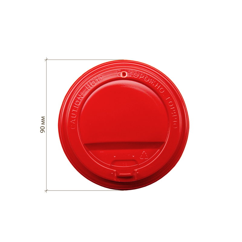 Крышка для бумажного стакана с откидным питейником, 90 мм, красная