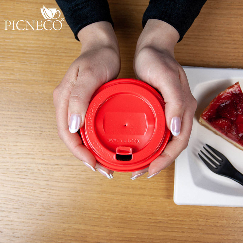 товар Крышка для бумажного стакана с откидным питейником, 90 мм, красная KRR190