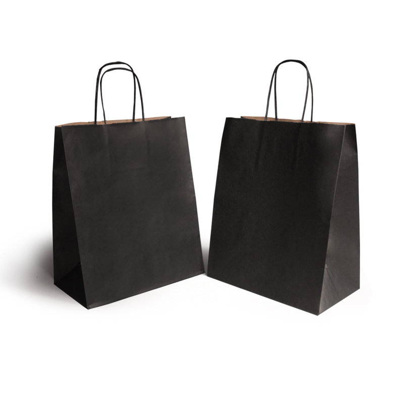 товар Черный пакет с кручеными ручками (крафтовое дно), 260*140*350 мм CKPK026