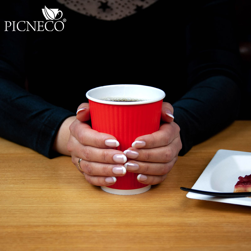 товар Бумажный рифленый двухслойный стакан, красный, 360 мл (макс. 420 мл) STG235R