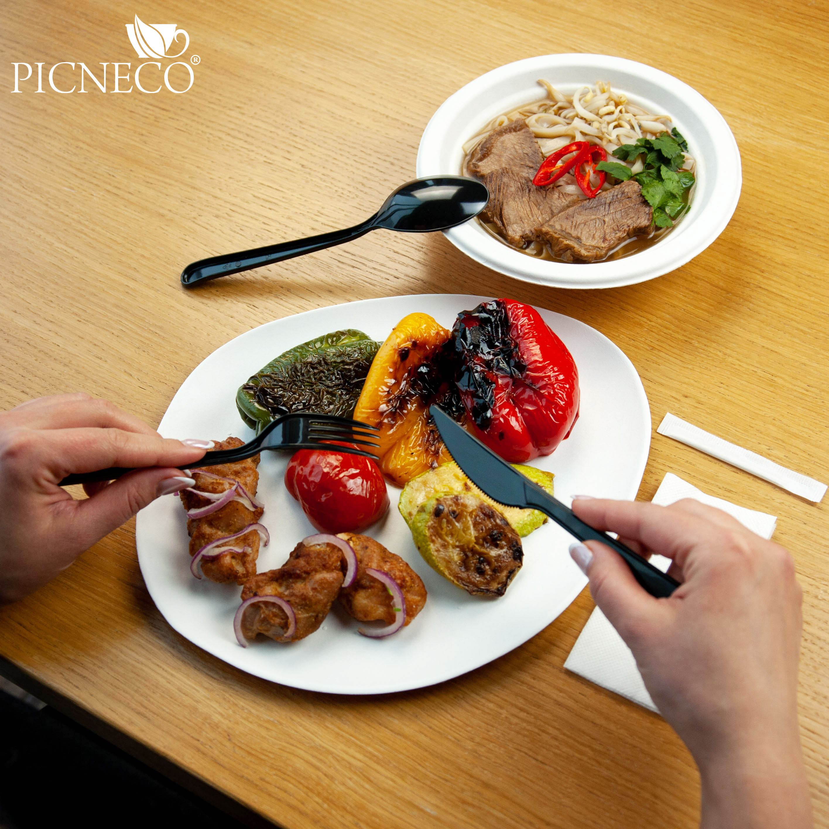 товар Набор черных приборов в инд. упаковке (нож, вилка, ложка, салфетка, зубочистка) V1-1002