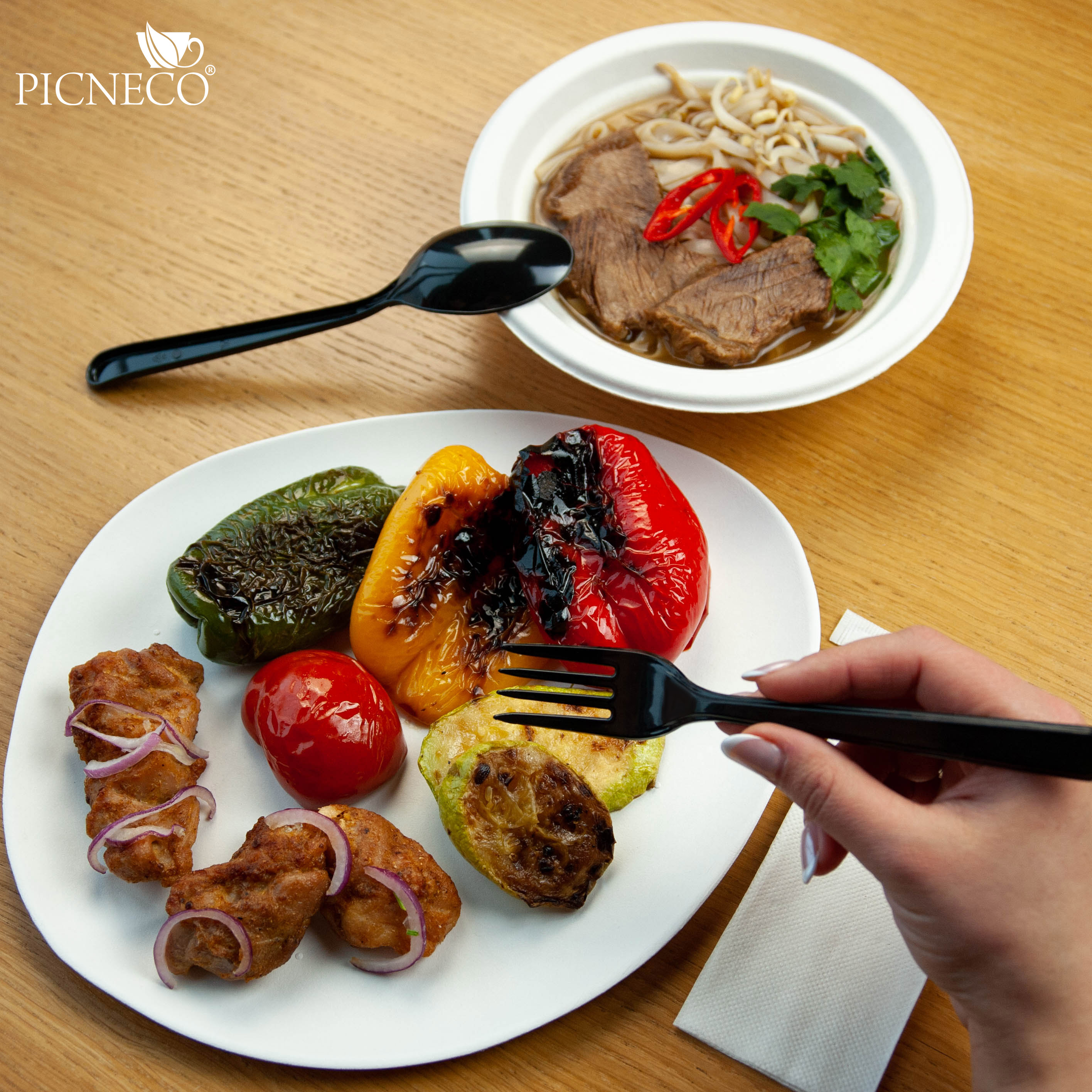 товар Набор черных приборов в инд. упаковке (нож, вилка, ложка, салфетка, зубочистка) V1-1002