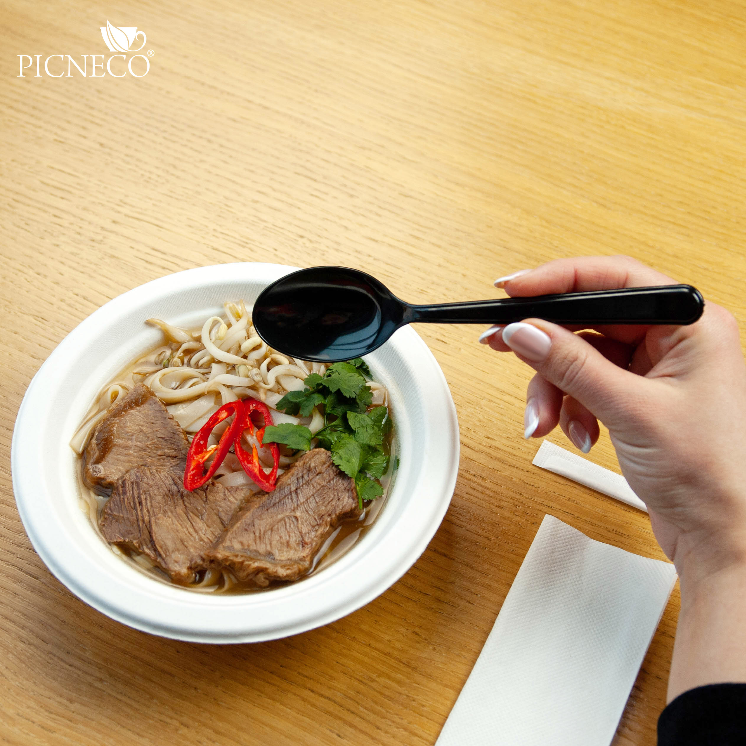 товар Набор черных приборов в инд. упаковке (нож, вилка, ложка, салфетка, зубочистка) V1-1002