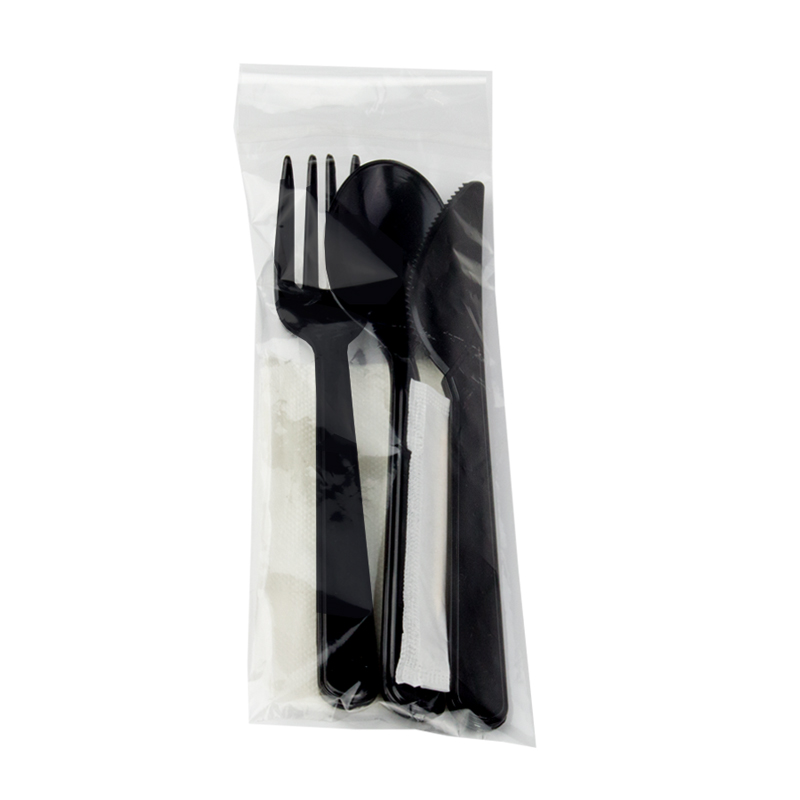 товар Набор черных приборов в инд. упаковке (нож, вилка, ложка, салфетка, зубочистка) V1-1002