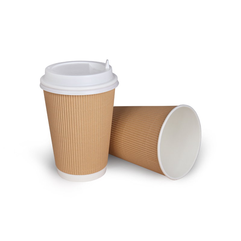 товар Бумажный гофрированный стакан, крафт, 400 мл (макс. 450 мл) STG145Kr