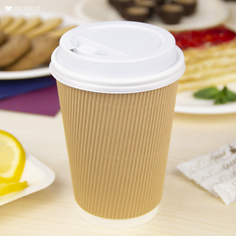 товар Бумажный гофрированный стакан, крафт, 400 мл (макс. 450 мл) STG145Kr