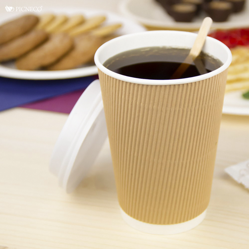 товар Бумажный гофрированный стакан, крафт, 400 мл (макс. 450 мл) STG145Kr