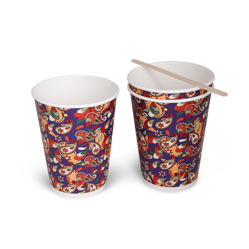 товар Бумажный рифленый двухслойный стакан с принтом "Пэйсли", 360 мл (макс. 420 мл) STG235P