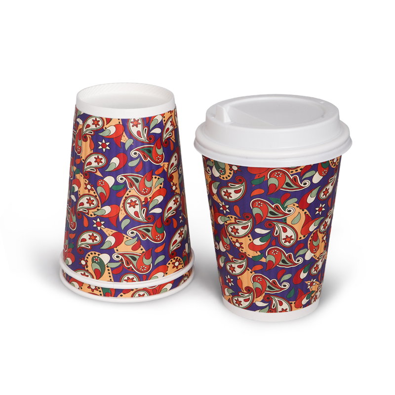 товар Бумажный рифленый двухслойный стакан с принтом "Пэйсли", 360 мл (макс. 420 мл) STG235P