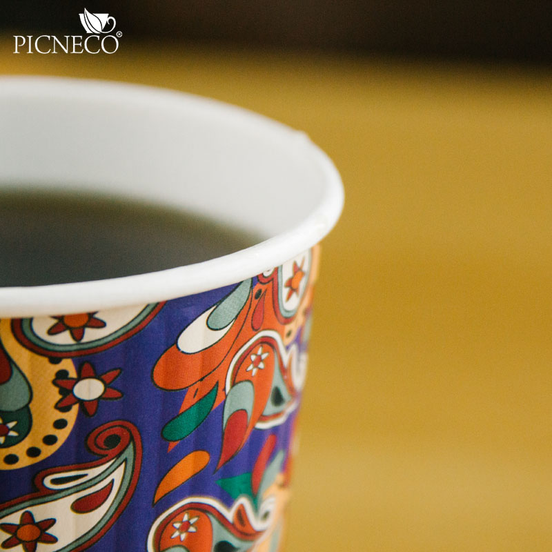 товар Бумажный рифленый двухслойный стакан с принтом "Пэйсли", 360 мл (макс. 420 мл) STG235P