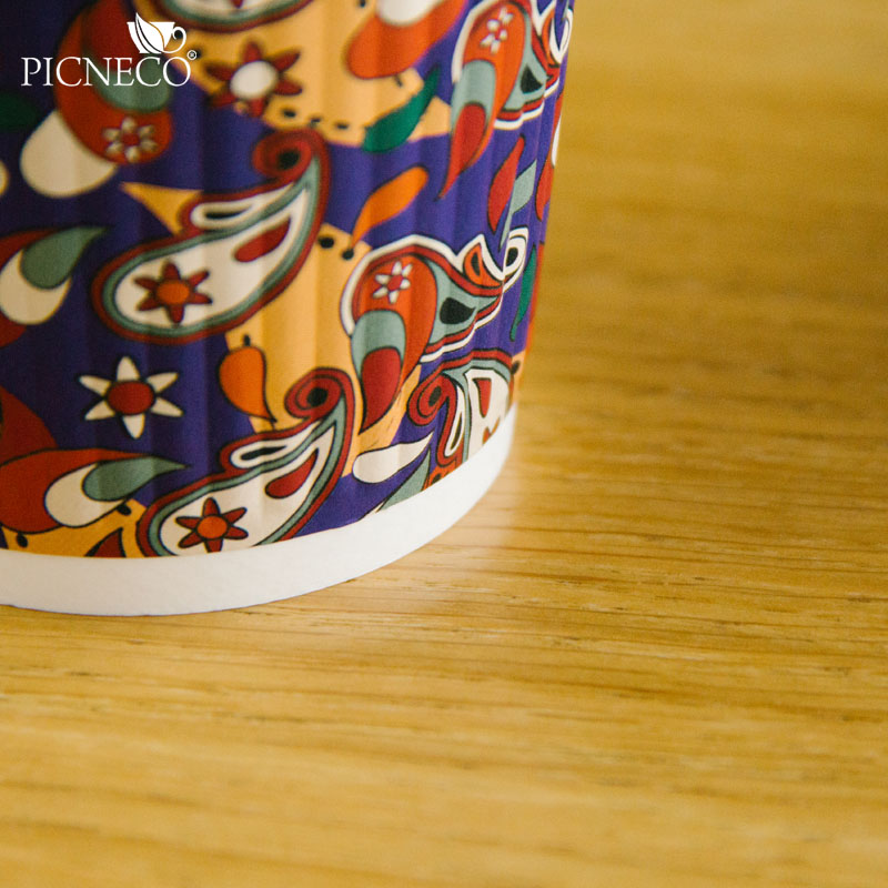 товар Бумажный рифленый двухслойный стакан с принтом "Пэйсли", 360 мл (макс. 420 мл) STG235P