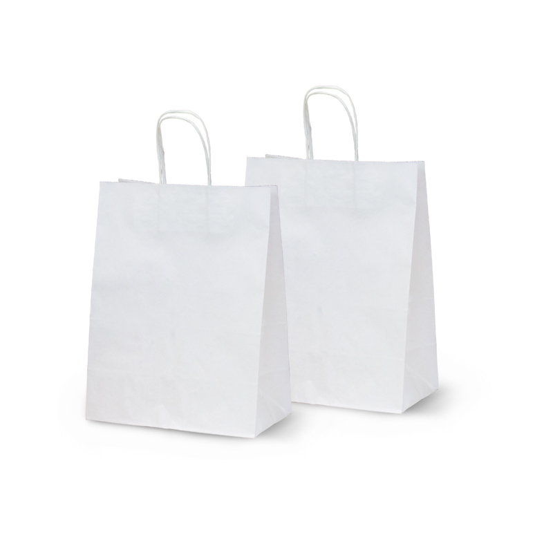 товар Бумажный крафт пакет с кручеными ручками, белый, 330*180*370 мм BPK033