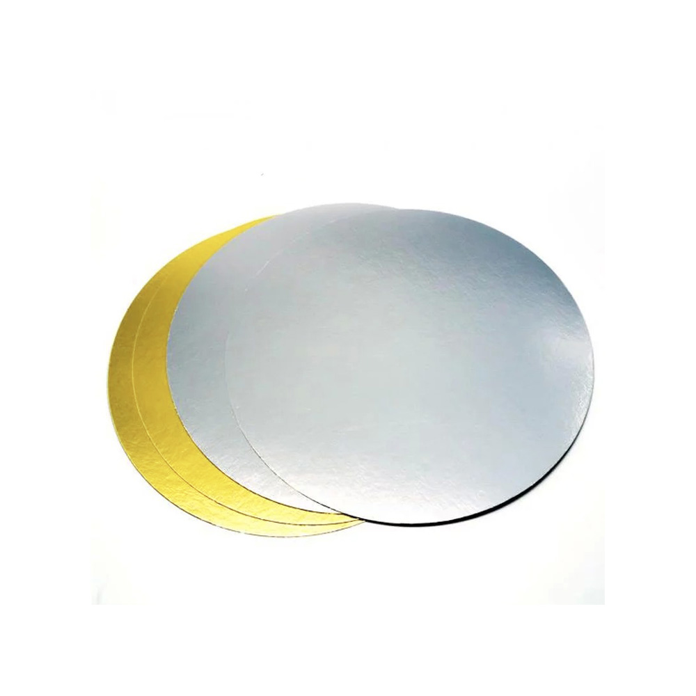 Подложка для торта круглая золото-серебро 22 см, толщина 0,8 мм