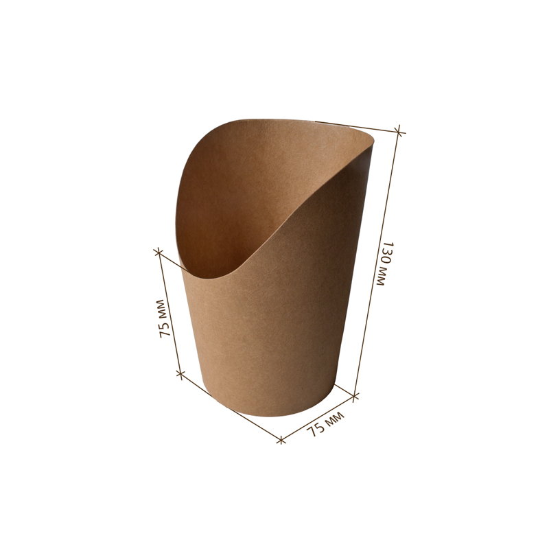 товар Круглая упаковка для картофеля фри, снеков, поп-корна, крафт, 130*75*75 мм BK094Kr