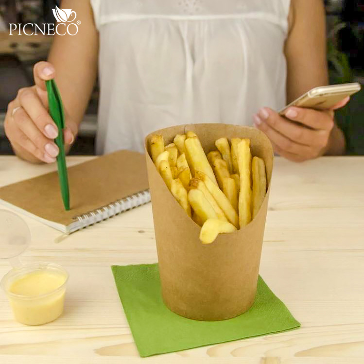 товар Круглая упаковка для картофеля фри, снеков, поп-корна, крафт, 130*75*75 мм BK094Kr