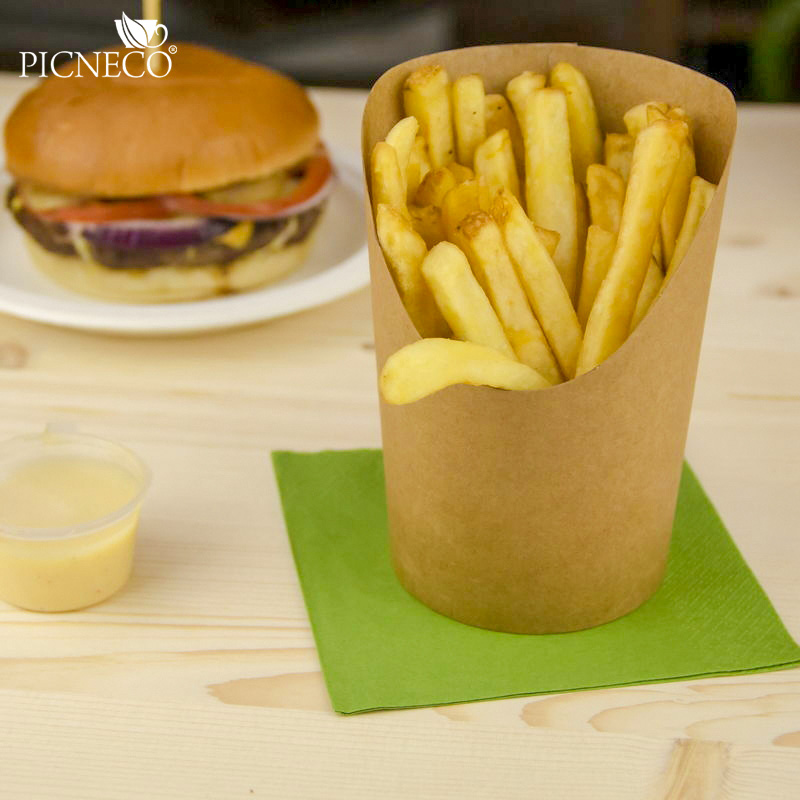 товар Круглая упаковка для картофеля фри, снеков, поп-корна, крафт, 130*75*75 мм BK094Kr