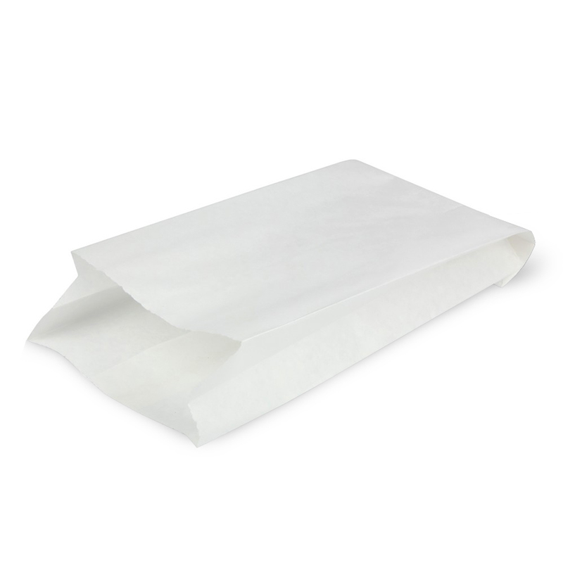 Бумажный пакет с плоским дном 80*45*185 мм, белый