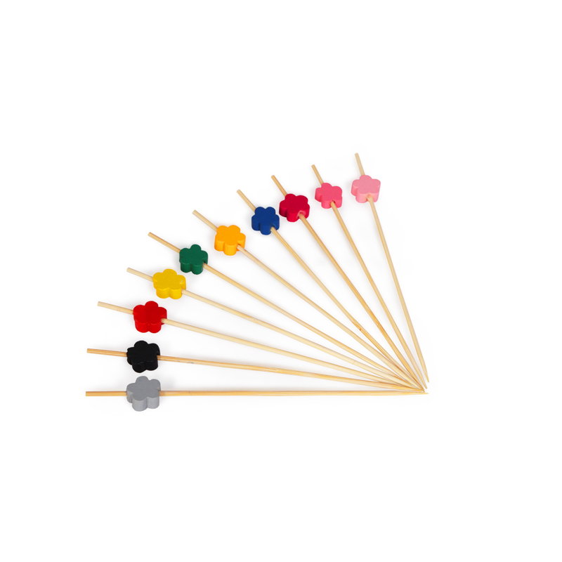 товар Деревянная шпажка для канапе, цветок разноцветный, 120 мм DP306