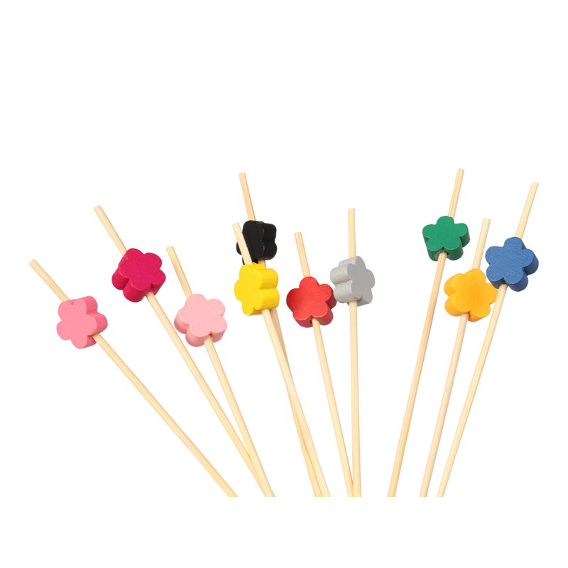 товар Деревянная шпажка для канапе, цветок разноцветный, 120 мм DP306
