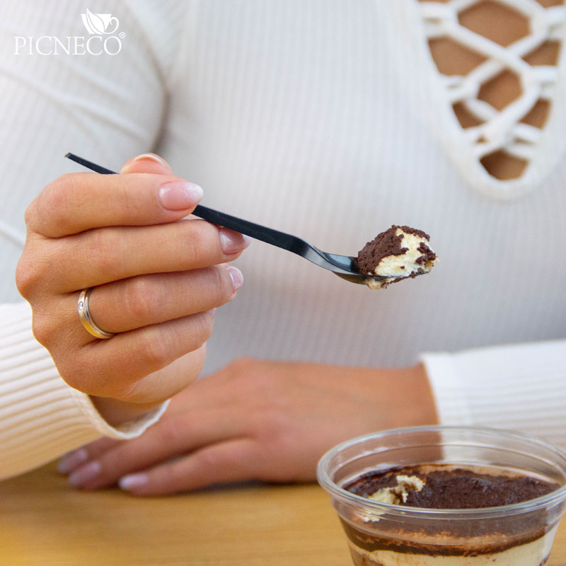 товар Пластиковая чайная черная ложка ПРЕМИУМ, 130 мм SPP204C