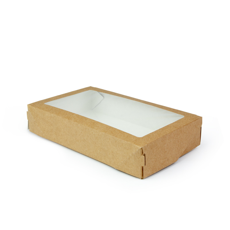 Коробка для торта и десертов с окном 230*140*60 мм, 1900 мл, крафт