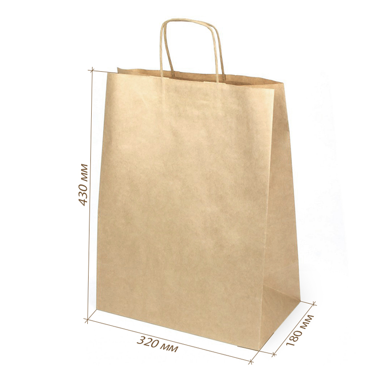 товар Пакет крафт с кручеными ручками 320*180*430, 78 KPK143