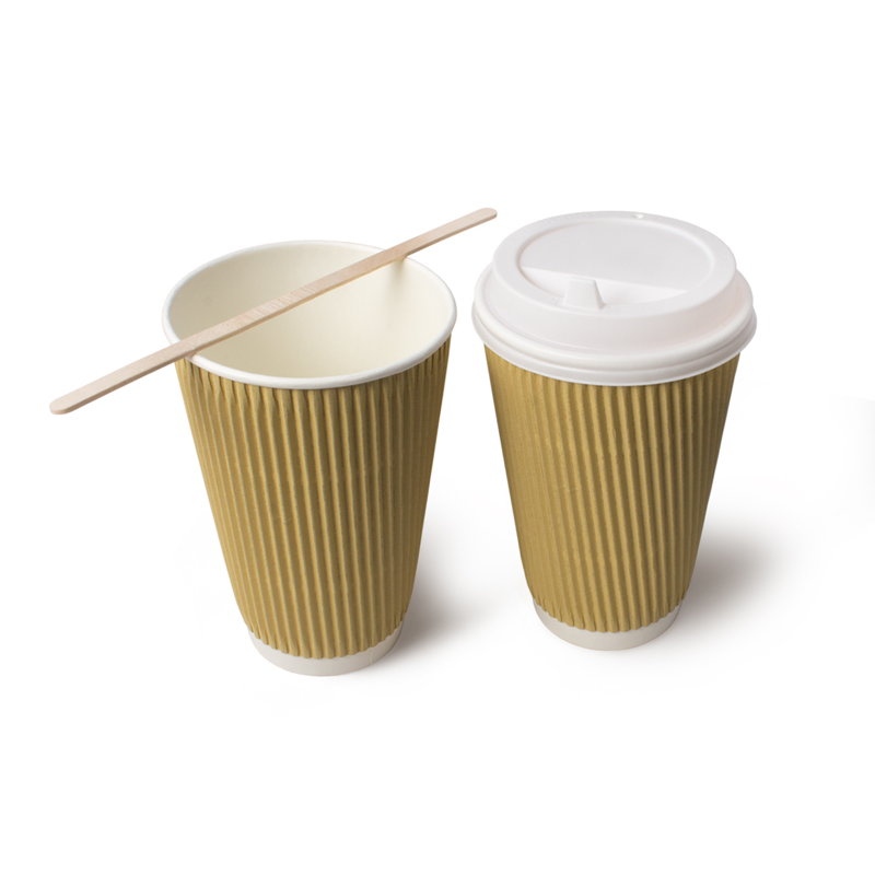 товар Бумажный гофрированный стакан, бежевый, 450 мл (макс. 500 мл) ST045BJ